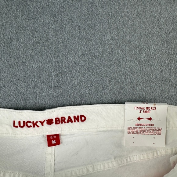 NEW Lucky Brand Shorts Womens 12/31 White Festival Mid Rise 3" Short Raw Hem NWT - Picture 4 of 11
